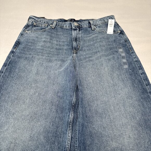 Gap Wide Leg High Rise Stride Jeans Baggy Oversized Blue Size 14R NWT $70 - Picture 1 of 8
